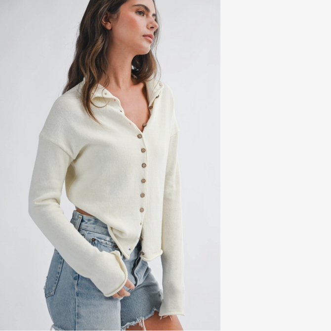 AEMI + CO Cardi-Cropped w/ Buttons