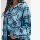 AEMI + CO Shirt-Oversized Plaid Button Down