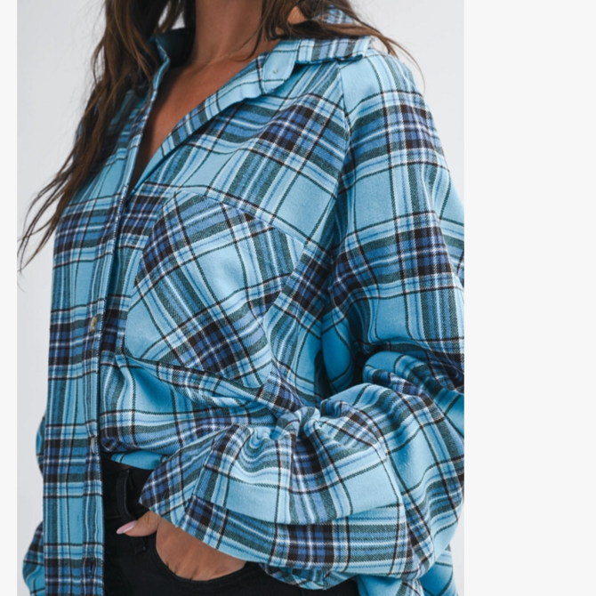 AEMI + CO Shirt-Oversized Plaid Button Down
