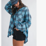 AEMI + CO Shirt-Oversized Plaid Button Down