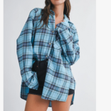 AEMI + CO Shirt-Oversized Plaid Button Down
