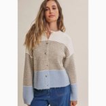 in february Cardi-Morning Chai Stripe