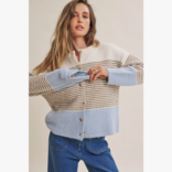 in february Cardi-Morning Chai Stripe