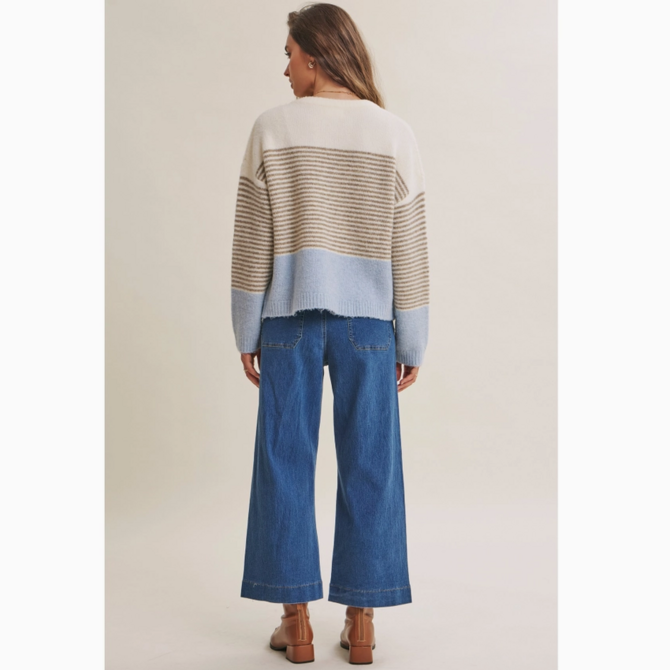 in february Cardi-Morning Chai Stripe