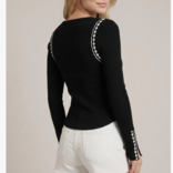 Doe and Rae Top-Lace Trim Ribbed Long Sleeve