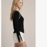 Doe and Rae Top-Lace Trim Ribbed Long Sleeve
