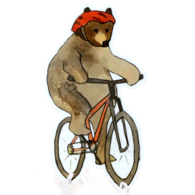HOLLY SAGE ART STKR-BEAR ON BIKE
