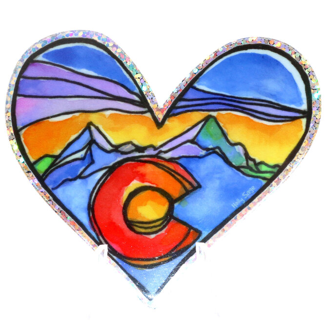 HOLLY SAGE ART STKR-HEART "C" MNTS GLITTER