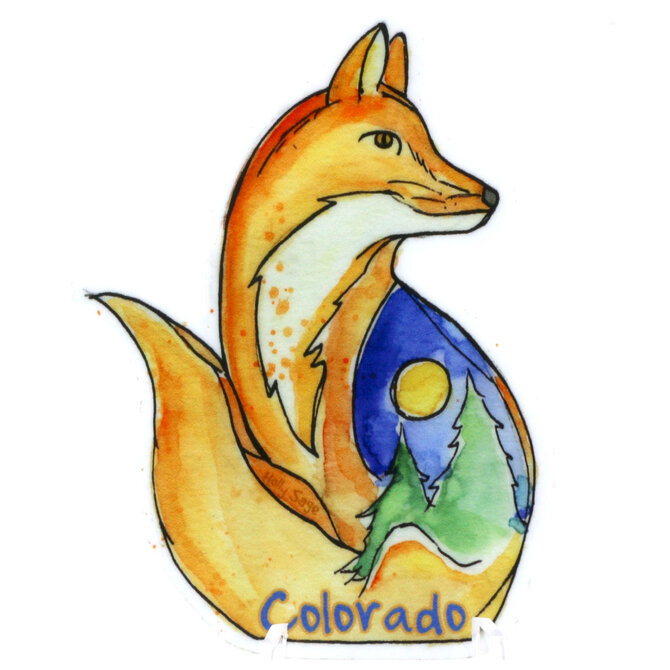HOLLY SAGE ART STKR-NIGHT FOX/TRESS/MOON CO