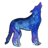 HOLLY SAGE ART STKR-WOLF NIGHT SKY