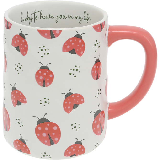 PAVILION GIFT *MUG-LUCKY LADYBUGS WHT 17OZ