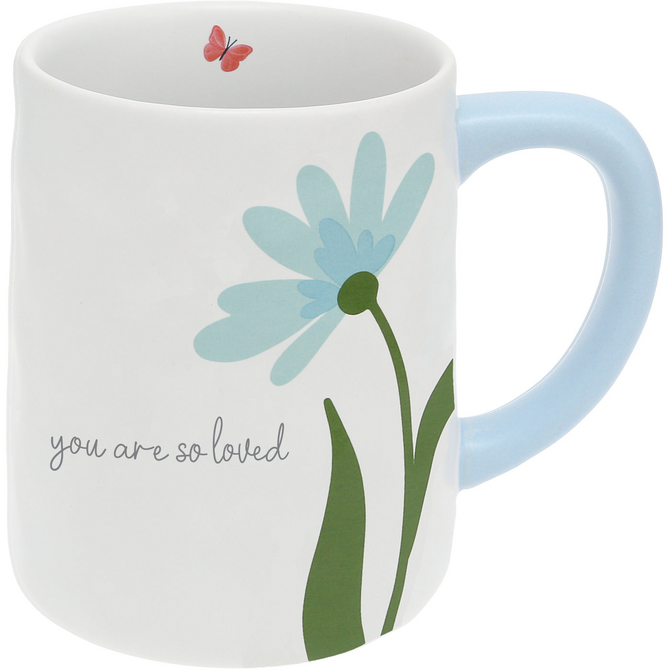 PAVILION GIFT *MUG-LOVED FLOWERS WHT 17OZ