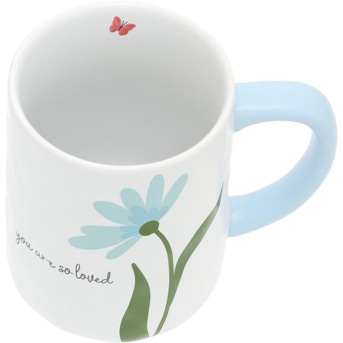 PAVILION GIFT *MUG-LOVED FLOWERS WHT 17OZ