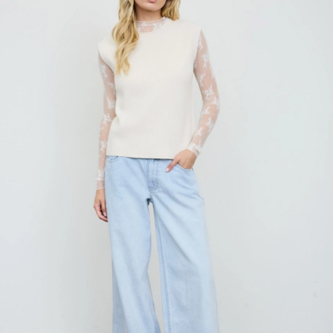 Blu Pepper Sweater-Raw Mockneck Dolman s/s