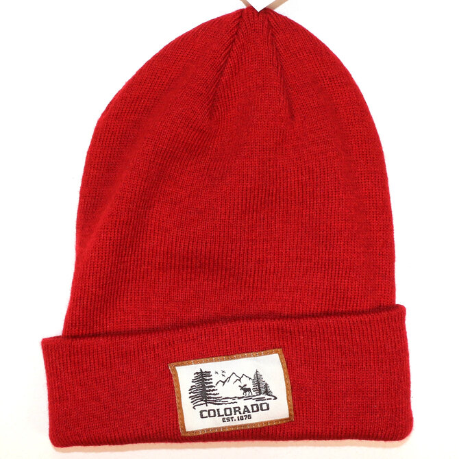 Sanborn Souvenir Co. Inc. BEANIE-RED/PTCH MOOSE/TREES CO