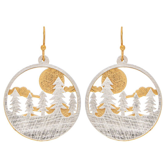Rain Jewelry Collection E-TREELINE SLVR/BRASS RND