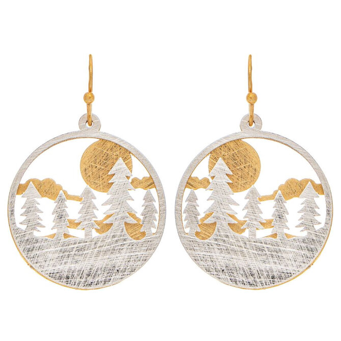 Rain Jewelry Collection E-TREELINE SLVR/BRASS RND