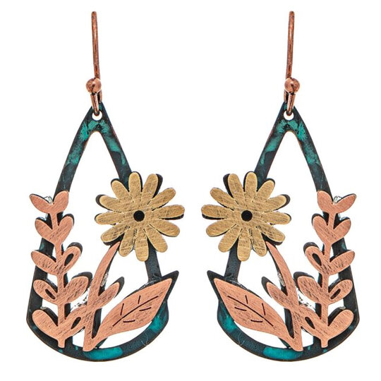 Rain Jewelry Collection E-FLOWERS GROWING COPPER/BRASS