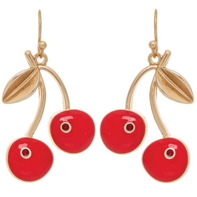 Rain Jewelry Collection E-CHERRIES RED/GLD