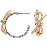 Rain Jewelry Collection E-HOOPS W/ BOW/CRYSTAL SLVR/GLD