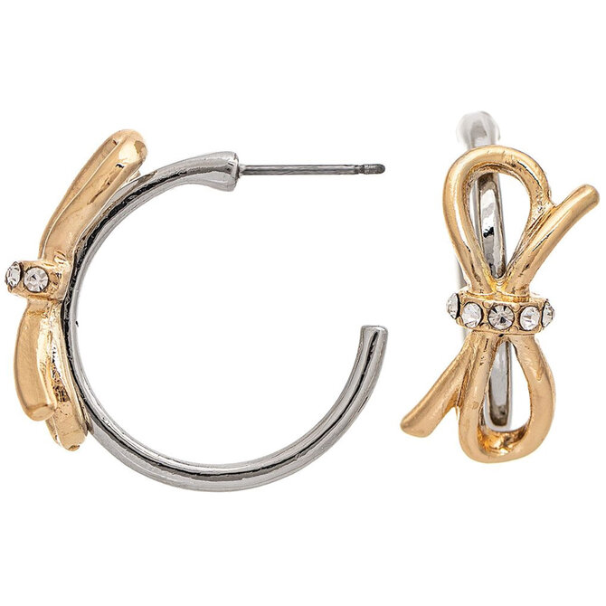 Rain Jewelry Collection E-HOOPS W/ BOW/CRYSTAL SLVR/GLD