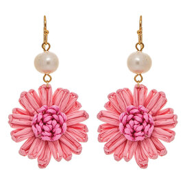 Rain Jewelry Collection E-FLOWER PINK RAFFIA