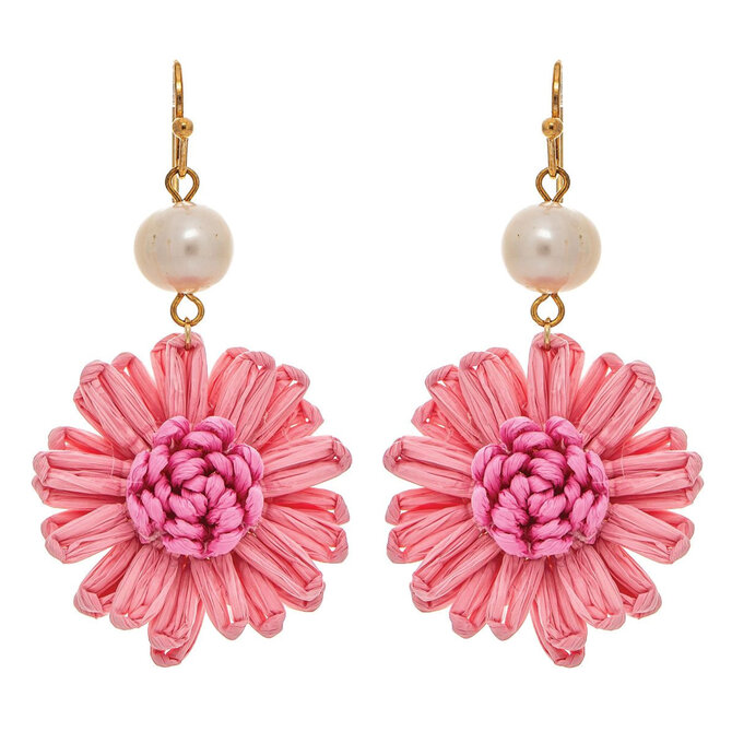 Rain Jewelry Collection E-FLOWER PINK RAFFIA