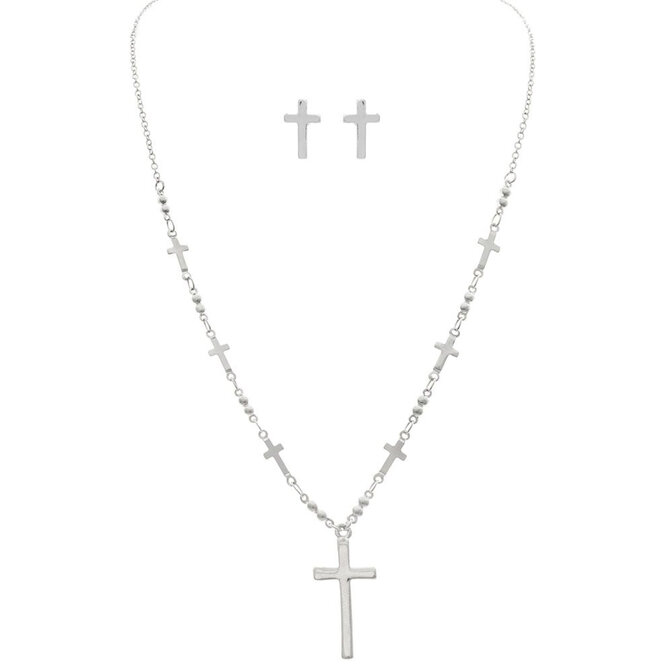 Rain Jewelry Collection N/E SET-CROSS SLVR