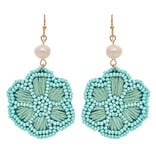 Rain Jewelry Collection E-FLOWER BLUE RAFFIA/BEADS