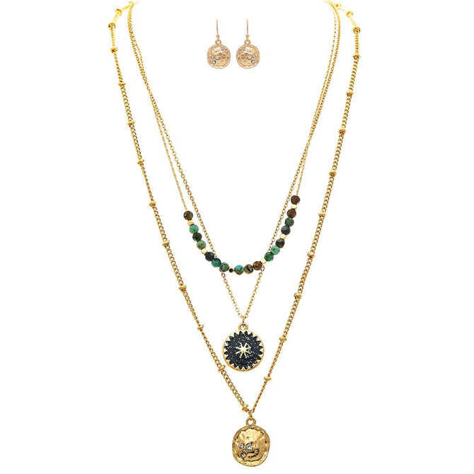 Rain Jewelry Collection N/E SET-BEADS/CHARMS LAYERED GLD