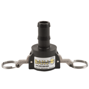 3/4" F-CAM TO 3/4" HOSE BARB BLACK Banjo