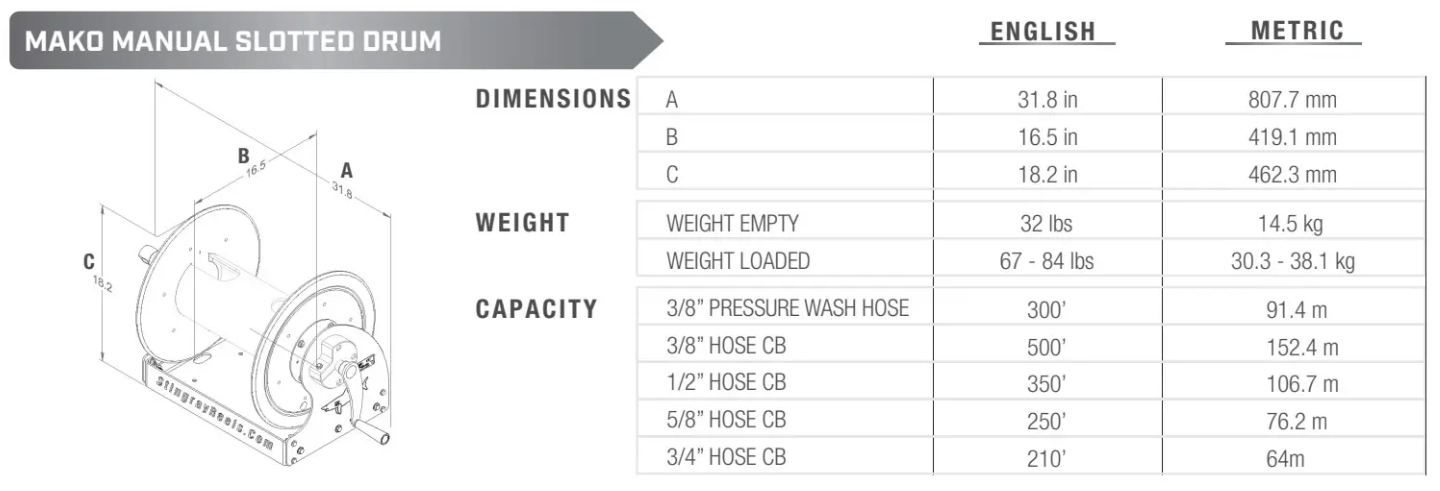 Mako 15" Stingray™ Hose Reel