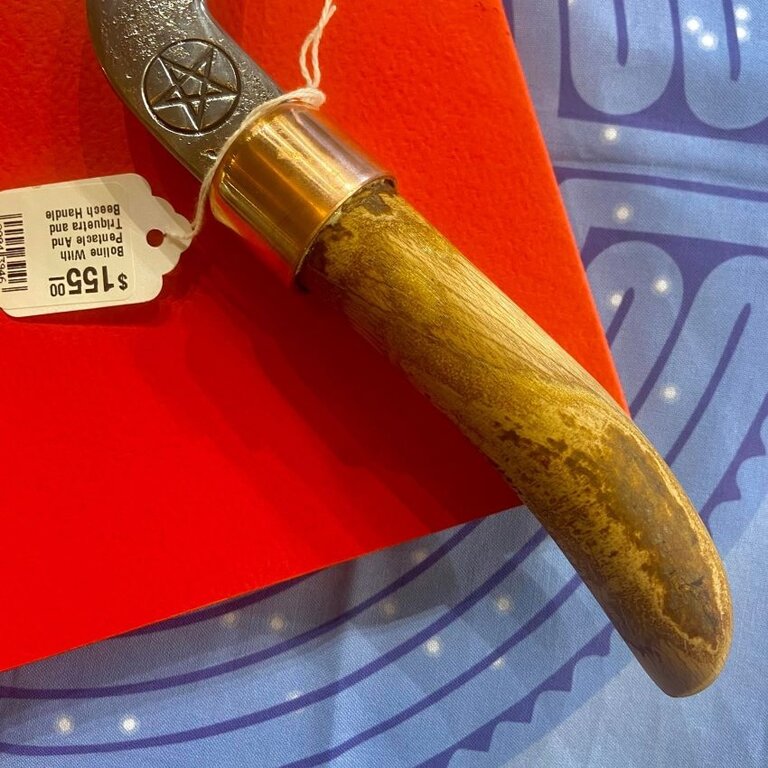 Luna Ignis Boline With Pentacle And Triquetra and Beech Handle