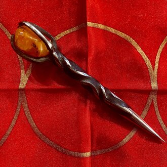 Luna Ignis Crystal Burin with Carnelian - Triple Twist