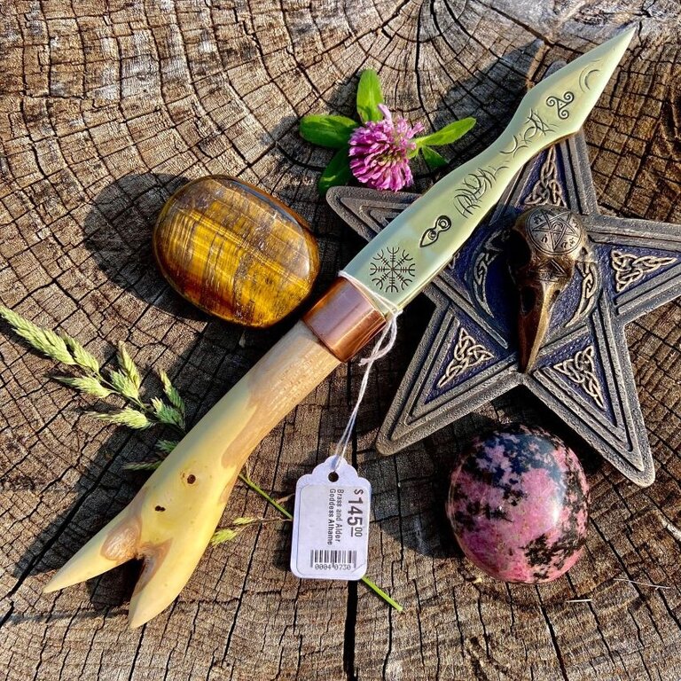 Luna Ignis Brass and Alder Goddess Athame