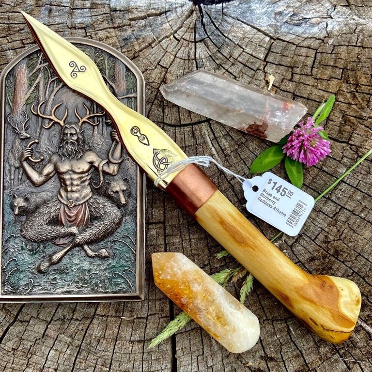 Luna Ignis Brass and Mulberry Goddess Athame