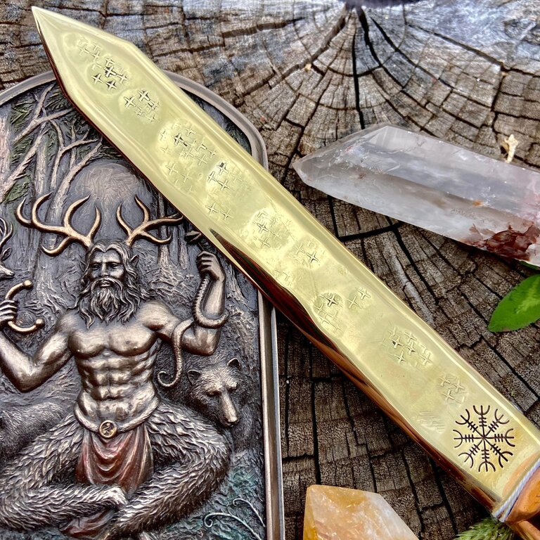 Luna Ignis Brass and Oak Large Athame