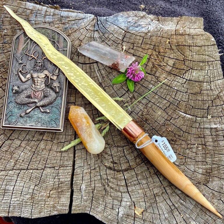 Luna Ignis Brass and Beech Large Athame