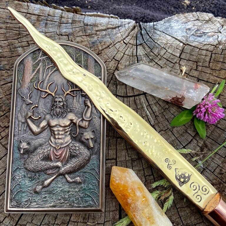 Luna Ignis Brass and Beech Large Athame