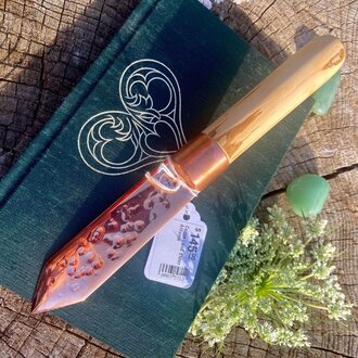 Luna Ignis Copper and Elder Athame With Cratered Finish Luna Ignis Copper and Elder Athame With Cratered Finish