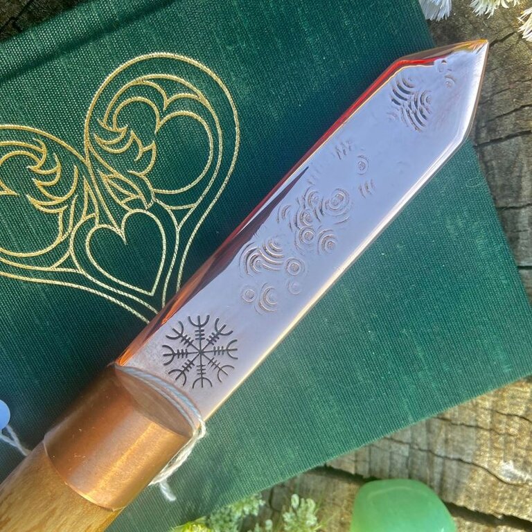 Luna Ignis Copper and Birch Athame With Helm Of Awe