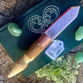 Luna Ignis Copper and Elder Small Athame With Valknut Luna Ignis Copper and Elder Small Athame With Valknut