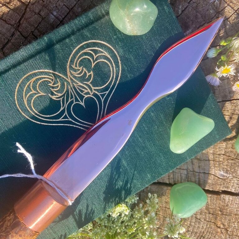 Luna Ignis Copper and Peach Athame With Goddess Shaped Blade