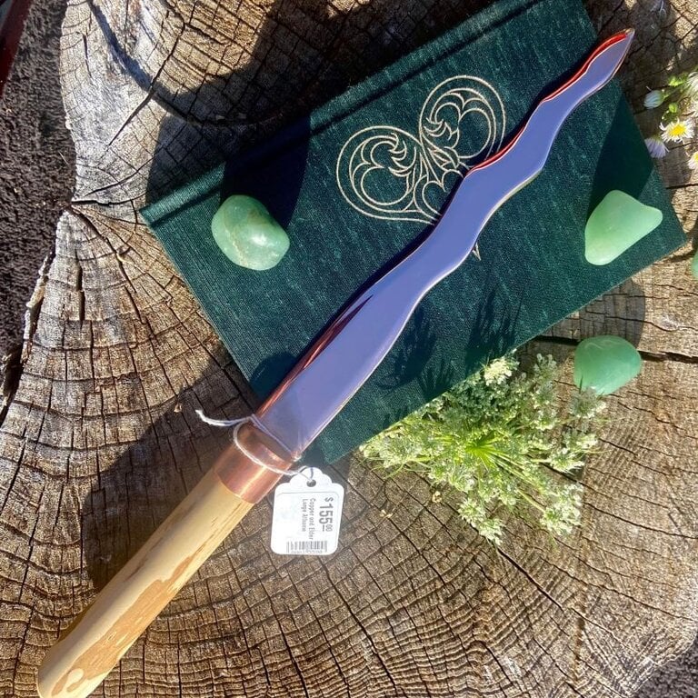 Luna Ignis Copper and Elder Large Athame With Hecate Wheel Triple Moon