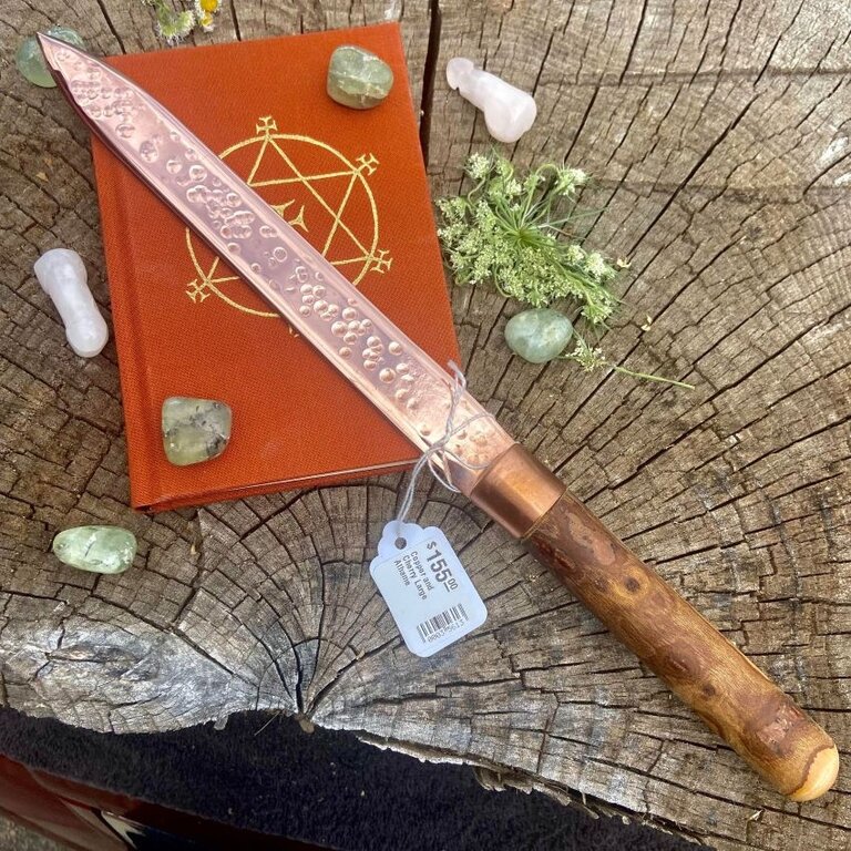 Luna Ignis Copper and Cherry Large Athame With Triple Moon Pentacle