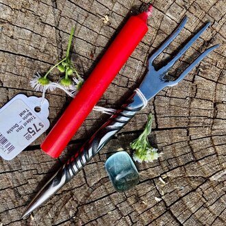 Luna Ignis Trident Iron Burin Or Candle Scribe With  Double Twist Luna Ignis Trident Iron Burin Or Candle Scribe With  Double Twist
