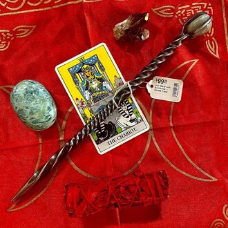 Luna Ignis Iron Wand with Aventurine - Double Twist Luna Ignis Iron Wand with Aventurine - Double Twist