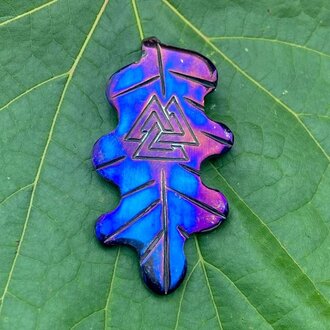 Luna Ignis Luna Ignis Hand Forged Unique Valknut Oak Leaf Amulet Pendant Luna Ignis Luna Ignis Hand Forged Unique Valknut Oak Leaf Amulet Pendant