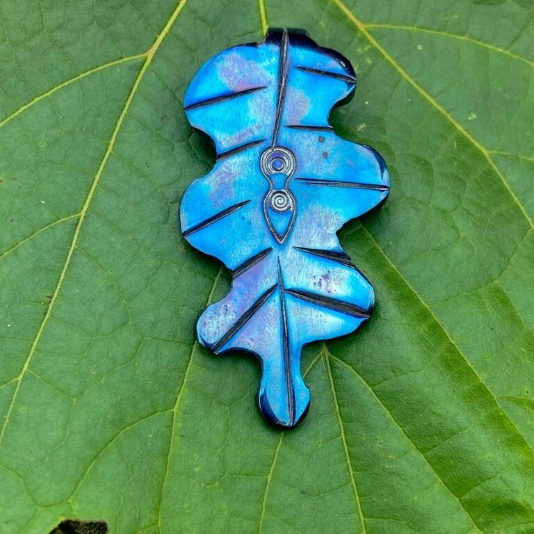 Luna Ignis Luna Ignis Hand Forged Unique Spiral Goddess Oak Leaf Amulet Pendant