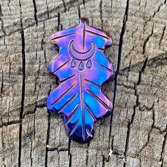 Luna Ignis Luna Ignis Hand Forged Unique Crying Moon Oak Leaf Amulet Pendant Luna Ignis Luna Ignis Hand Forged Unique Crying Moon Oak Leaf Amulet Pendant